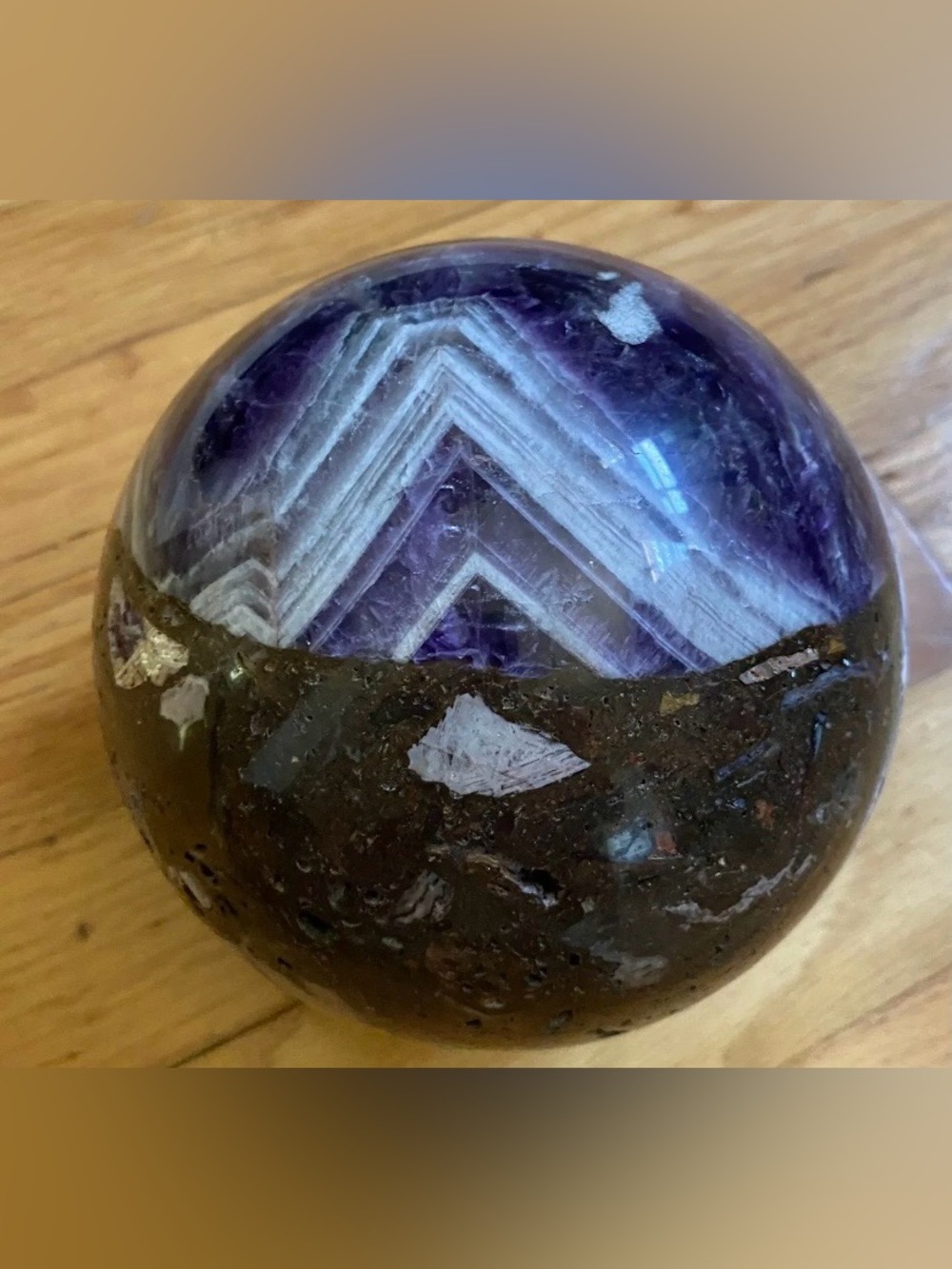MASSIVE 6.82LB Natural Chevron Amethyst Sphere | Brazil | Distinct Banding